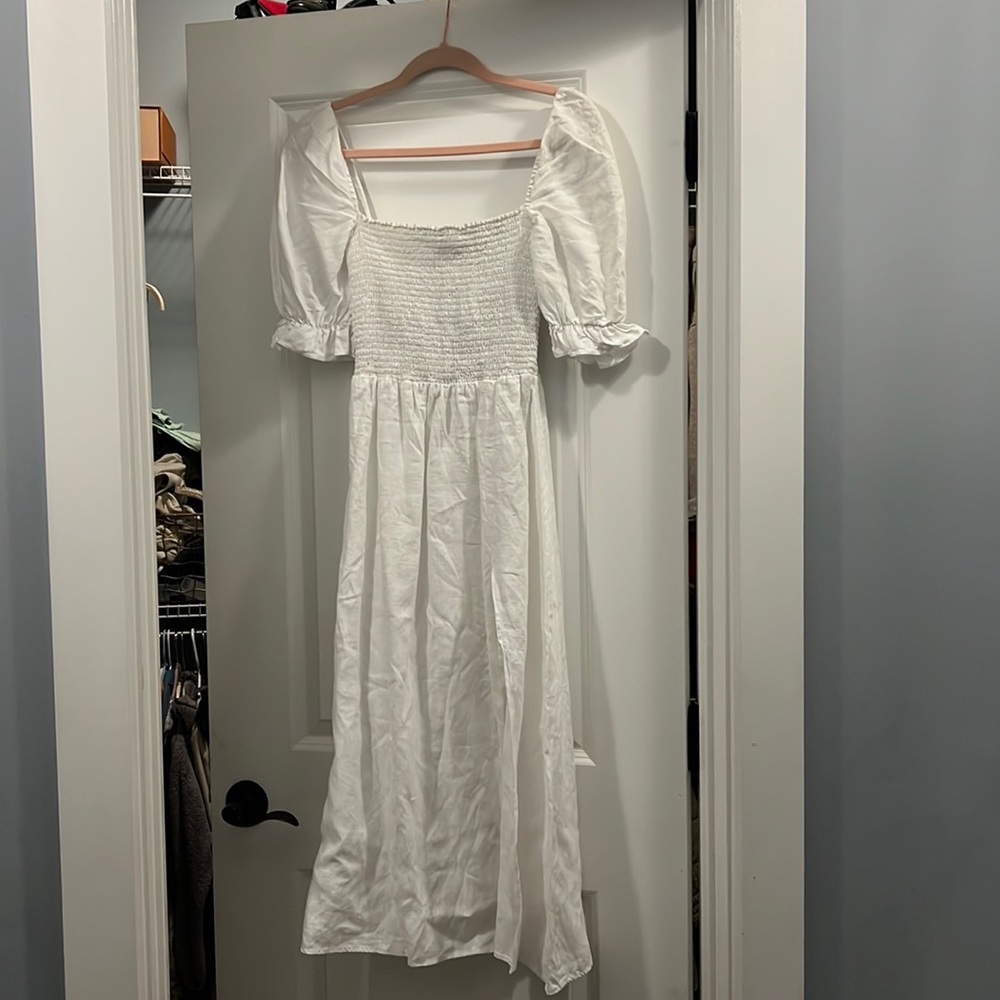 Reformation white linen dress size small